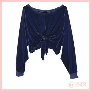 NUDE Velvet Long Sleeve Top in Blue